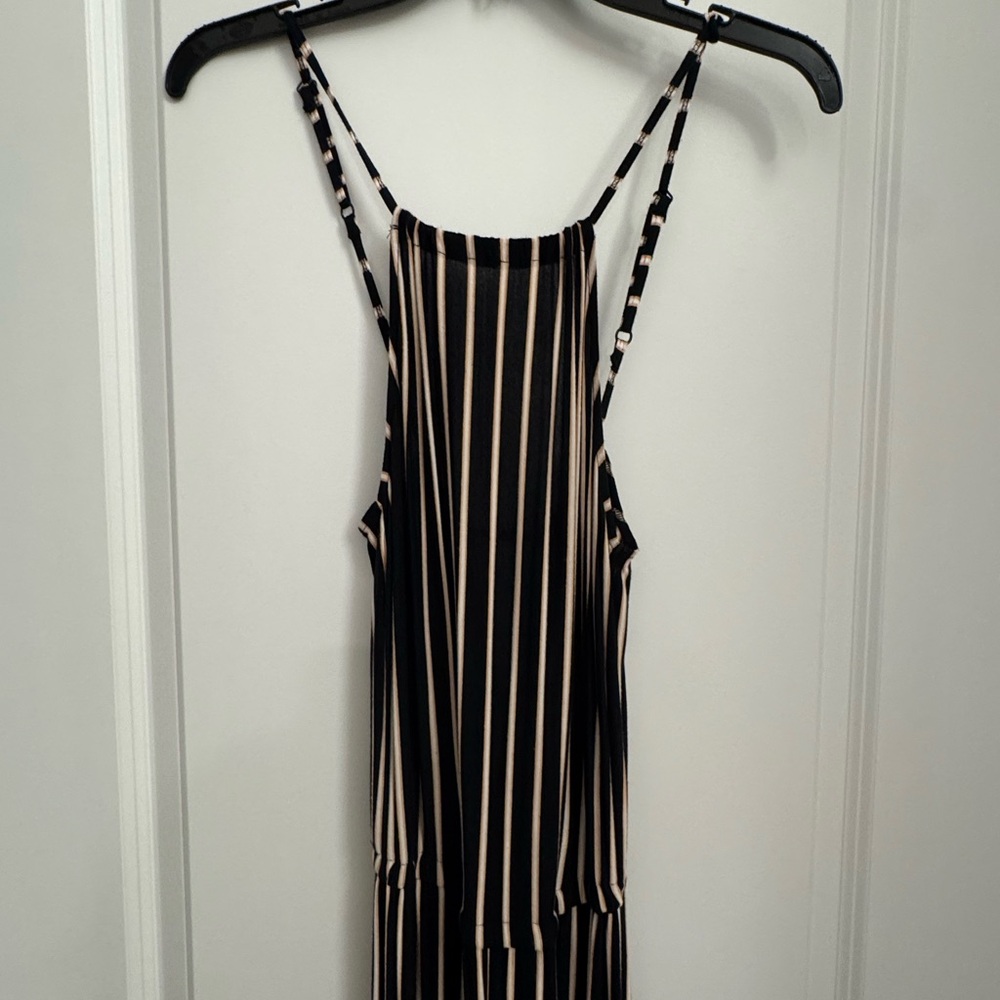 RVCA Navy Blue Striped Jumpsuit with Spaghetti Straps